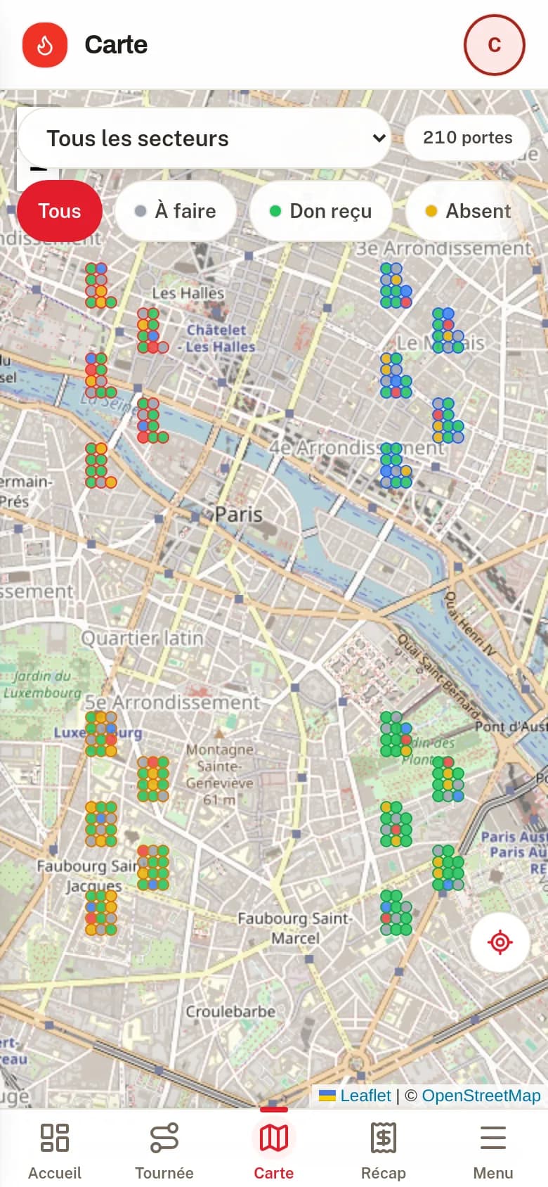 Carte des portes par statut
